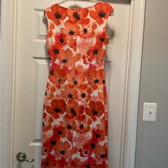 New York & Company Orange Pink Sheath Midi Dress - Picture 2 of 3